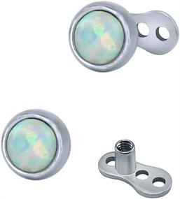 img 4 attached to 14g Opal Dermal Anchor Tops and Base: Stylish Surgical Steel Internally Threaded Microdermals Body Jewelry (2pcs)