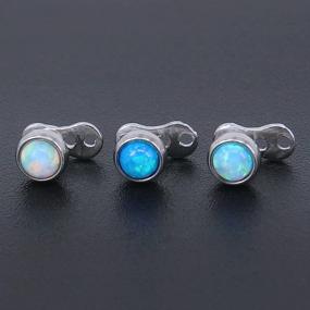 img 2 attached to 14g Opal Dermal Anchor Tops and Base: Stylish Surgical Steel Internally Threaded Microdermals Body Jewelry (2pcs)