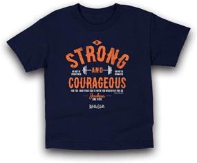 img 4 attached to Strong and Courageous Navy Girl's T-Shirt by Kerusso Kids