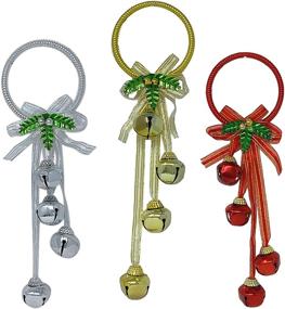 img 1 attached to Christmas Door Hangers by BANBERRY DESIGNS - Set of 3 Jingle Bell Hangers with Red, Green, and Gold Bows - Festive Christmas Decorations