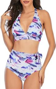 img 3 attached to 👙 Century Star Women's Geometric Boyshort Swimsuit: Stylish Swimsuit & Cover Up for Fashion-Forward Ladies