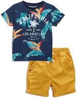 cute toddler boy summer outfits: cotton short sleeve t-shirt & shorts set, ages 2 to 7 years logo