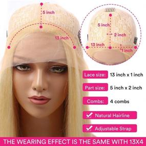 img 3 attached to 💇 613 Блондинка Парик из Натуральных Волос Lace Front - 20 дюймов Прямые Волосы Бразильские Девственные Волосы T-парик с предварительно выщипанным линией роста и детскими волосами для женщин