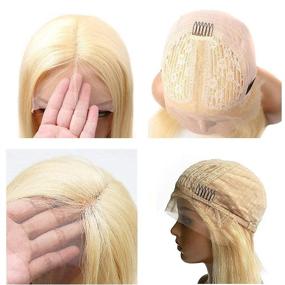 img 1 attached to 💇 613 Блондинка Парик из Натуральных Волос Lace Front - 20 дюймов Прямые Волосы Бразильские Девственные Волосы T-парик с предварительно выщипанным линией роста и детскими волосами для женщин