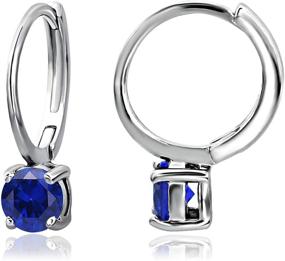 img 4 attached to 💎 Sterling Silver Round Cut Lab Created or CZ Cubic Zirconia Gemstone Huggie Stud Earrings - Dazzling Beauty for All Occasions!