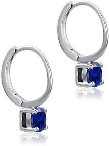 img 3 attached to 💎 Sterling Silver Round Cut Lab Created or CZ Cubic Zirconia Gemstone Huggie Stud Earrings - Dazzling Beauty for All Occasions!