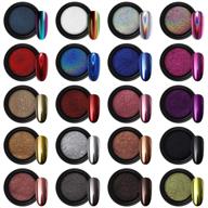 🎨 artdone 20 jars chrome nail powder: metallic mirror effect, holographic aurora chameleon pigment, 1g/jar for nail art gel polish - mermaid unicorn dipping powder logo