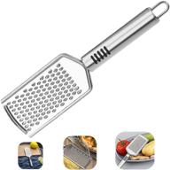 🧀 kmeivol stainless steel cheese grater: square design, comfortable grip, and sharp blades for medium shredding - a pro grade kitchen essential with hanging loop logo