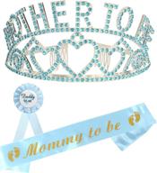 👶 baby shower decorations for boys: mom to be tiara, sash, dad to be pin - perfect gifts for new moms and parents-to-be логотип