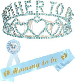 img 4 attached to 👶 Baby Shower Decorations for Boys: Mom to Be Tiara, Sash, Dad to Be Pin - Perfect Gifts for New Moms and Parents-to-Be