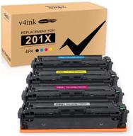 🖨️ v4ink compatible toner cartridge replacement 4pack for hp 201x cf400x cf401x cf402x cf403x - color laserjet pro m252dw m252n mfp m277dw m277n m274n printer (black cyan magenta yellow) logo