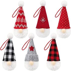 img 4 attached to 🎅 D-FantiX Gnome Christmas Ornaments Set of 6 - Handmade Swedish Tomte Gnomes Decorative Plush Christmas Decorations for Tree Hanging and Home Table Decor - Scandinavian Santa Elf Inspired