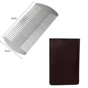 img 2 attached to 🔒 Poualss Dual Action Stainless Steel Pocket Hair & Beard Comb for Men