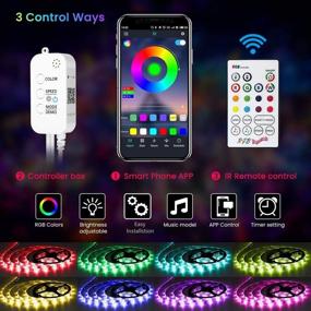 img 3 attached to 🌈 Ultimate Smart Led Strip Lights: 65.6ft Music Sync Color Change with Remote & App Control for Bedroom Home - 5050 SMD RGB Strip Light