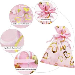 img 3 attached to 💝 Pack of 100 Sheer Pink Drawstring Heart Organza Favor Gift Bags - Ideal for Weddings, Christmas, Parties, and Jewelry