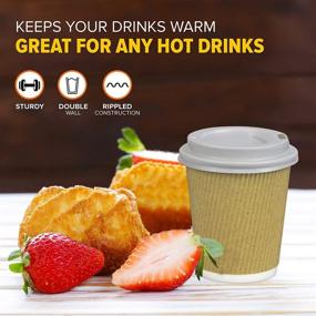 img 2 attached to ☕ 50 Pack of 4 oz Disposable Hot Cups with Lids - Double Wall Insulated Ripple Sleeves - Perfect for To Go Coffee, Tea, Cocoa, and Chocolate Drinks