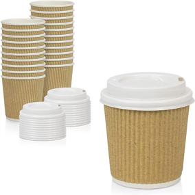 img 4 attached to ☕ 50 Pack of 4 oz Disposable Hot Cups with Lids - Double Wall Insulated Ripple Sleeves - Perfect for To Go Coffee, Tea, Cocoa, and Chocolate Drinks