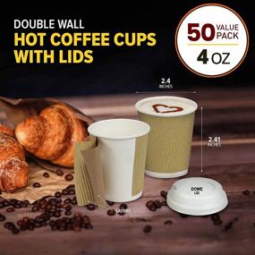 img 3 attached to ☕ 50 Pack of 4 oz Disposable Hot Cups with Lids - Double Wall Insulated Ripple Sleeves - Perfect for To Go Coffee, Tea, Cocoa, and Chocolate Drinks