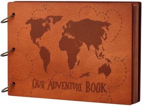 img 4 attached to LINKEDWIN Anniversary Photo Album: Preserve Your Adventure Memories with 3D Wooden Globe 🌍 Cover and World Map Design - 11.6 x 7.5 inches, 60 Pages (World Map)