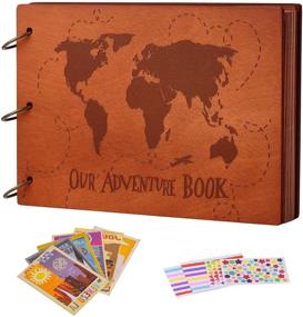 img 1 attached to LINKEDWIN Anniversary Photo Album: Preserve Your Adventure Memories with 3D Wooden Globe 🌍 Cover and World Map Design - 11.6 x 7.5 inches, 60 Pages (World Map)