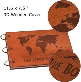 img 2 attached to LINKEDWIN Anniversary Photo Album: Preserve Your Adventure Memories with 3D Wooden Globe 🌍 Cover and World Map Design - 11.6 x 7.5 inches, 60 Pages (World Map)