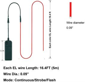 img 2 attached to 🎃 Vibrant 16.4ft El Wire 6 Pack with Battery Pack - Ideal for Halloween Decorations & DIY Costumes (Red, Blue, Pink, Green, White, Purple)