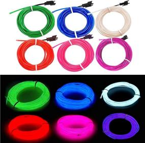 img 3 attached to 🎃 Vibrant 16.4ft El Wire 6 Pack with Battery Pack - Ideal for Halloween Decorations & DIY Costumes (Red, Blue, Pink, Green, White, Purple)