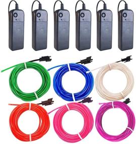 img 4 attached to 🎃 Vibrant 16.4ft El Wire 6 Pack with Battery Pack - Ideal for Halloween Decorations & DIY Costumes (Red, Blue, Pink, Green, White, Purple)