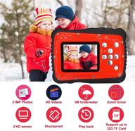 📸 waterproof kids camera: 21mp hd digital camera with lcd display, 32g micro sd card & float strap included - red logo