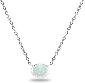 img 3 attached to 💎 Sleek Sterling Silver Minimalist Necklace with Inlay Oval Design for Women and Girls - Choose from 3 Options