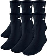 set of 6 nike kids performance cotton cushioned crew socks in black, large (fits shoe sizes 5y-7y) logo