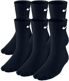 img 1 attached to Set of 6 Nike Kids Performance Cotton Cushioned Crew Socks in Black, Large (Fits Shoe Sizes 5Y-7Y)