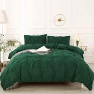 🛏️ litanika green queen pinch pleat duvet cover set: soft microfiber bedding with zipper closure & corner ties (90x90inch-1 duvet cover, 2 pillowcases) logo