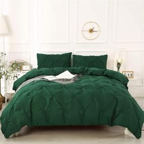 img 4 attached to 🛏️ Litanika Green Queen Pinch Pleat Duvet Cover Set: Soft Microfiber Bedding with Zipper Closure & Corner Ties (90x90Inch-1 Duvet Cover, 2 Pillowcases)