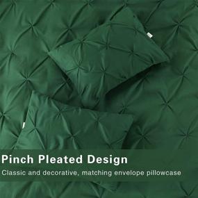 img 1 attached to 🛏️ Litanika Green Queen Pinch Pleat Duvet Cover Set: Soft Microfiber Bedding with Zipper Closure & Corner Ties (90x90Inch-1 Duvet Cover, 2 Pillowcases)