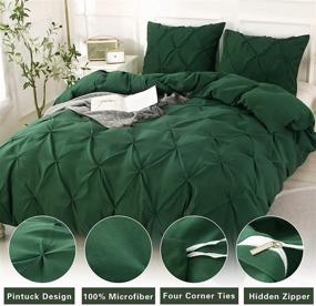 img 3 attached to 🛏️ Litanika Green Queen Pinch Pleat Duvet Cover Set: Soft Microfiber Bedding with Zipper Closure & Corner Ties (90x90Inch-1 Duvet Cover, 2 Pillowcases)