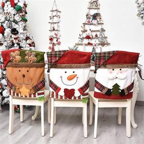 img 4 attached to 🦌 WYSRJ 6 Pcs Christmas Chair Back Cover: Transform Your Dining Room with Santa Claus, Snowman, and Reindeer Xmas Dinner Chairs Slipcover - Festive Decor for Kitchen, Hotel, and Holiday Parties