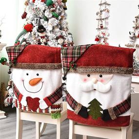 img 1 attached to 🦌 WYSRJ 6 Pcs Christmas Chair Back Cover: Transform Your Dining Room with Santa Claus, Snowman, and Reindeer Xmas Dinner Chairs Slipcover - Festive Decor for Kitchen, Hotel, and Holiday Parties