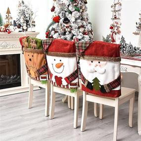 img 2 attached to 🦌 WYSRJ 6 Pcs Christmas Chair Back Cover: Transform Your Dining Room with Santa Claus, Snowman, and Reindeer Xmas Dinner Chairs Slipcover - Festive Decor for Kitchen, Hotel, and Holiday Parties