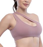 🏋️ mathacino one shoulder sports bra: sexy & cute medium support for women's workout and yoga logo