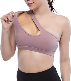 img 1 attached to 🏋️ MATHACINO One Shoulder Sports Bra: Sexy & Cute Medium Support for Women's Workout and Yoga