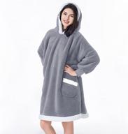 🧥 sonoro kate wearable blanket hoodie for women men kids - super warm fleece sherpa jacket with elastic sleeves, big pocket and oversized hood (grey, adult) logo