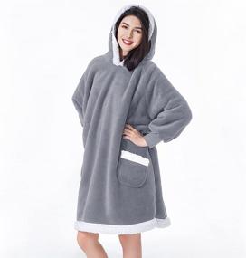 img 4 attached to 🧥 SONORO KATE Wearable Blanket Hoodie for Women Men Kids - Super Warm Fleece Sherpa Jacket with Elastic Sleeves, Big Pocket and Oversized Hood (Grey, Adult)