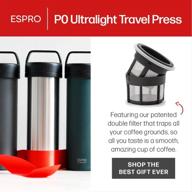 ☕ френч-пресс espro p0 ultralight: вакуумное изоляционное блюдце для кофе и чая, 16 унций, матовый черный 'метеорит' логотип