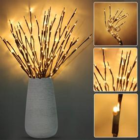 img 2 attached to Pack of 4 Battery Powered LED Willow Twig Branch Lights - DIY Decorative Artificial Tree Lights with Warm White Glow - 30 Inches, 20 LEDs