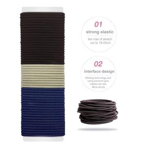 img 1 attached to 🎀 ECAFY Elastic Hair Ties - 100-Pack Assorted Neutral Colors - No-Metal Ponytail Holders for Women Girls - 4mm Hair Accessories