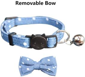 img 2 attached to THAIN Plaid Pattern Cat Collar with Breakaway Bell, Bow Tie, and Safety Buckle + Name Tag – Adjustable 7-11 inches for Kitten and Cats – Fruit Design Denim Dots