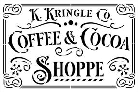 img 1 attached to Vintage Santa Kringle Coffee &amp; Cocoa Shoppe Stencil by StudioR12 - DIY Holiday Home Decor, Craft &amp; Paint Wood Sign - Reusable Mylar Template for Victorian Snow Gift (9 inches x 6 inches)