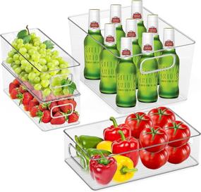 img 4 attached to 🍎 Pantry and Refrigerator Organization Made Easy with Woochy Clear Plastic Bins – Set of 4 for Efficient Storage of Fruits, Snacks, Drinks, and Vegetables