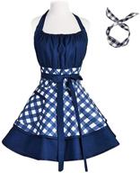 👗 хлопковые кухонные фартуки для женщин - винтажный стиль ретро фартук биб с дополнительными завязками и карманами, размер плюс, 22×30 дюймов логотип